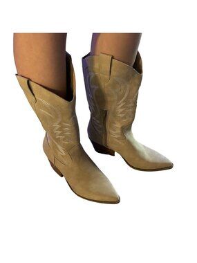 Tan Western Southern Belle Cowgirl Pointed Toe Y2K Boots Womens 7M Indigo Rd